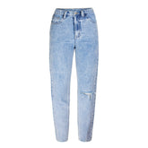 Jean taille haute boyfriend ample droit pantalon large jean déchiré